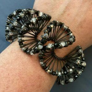 Ruffled safety pin bracelet handmade XL size